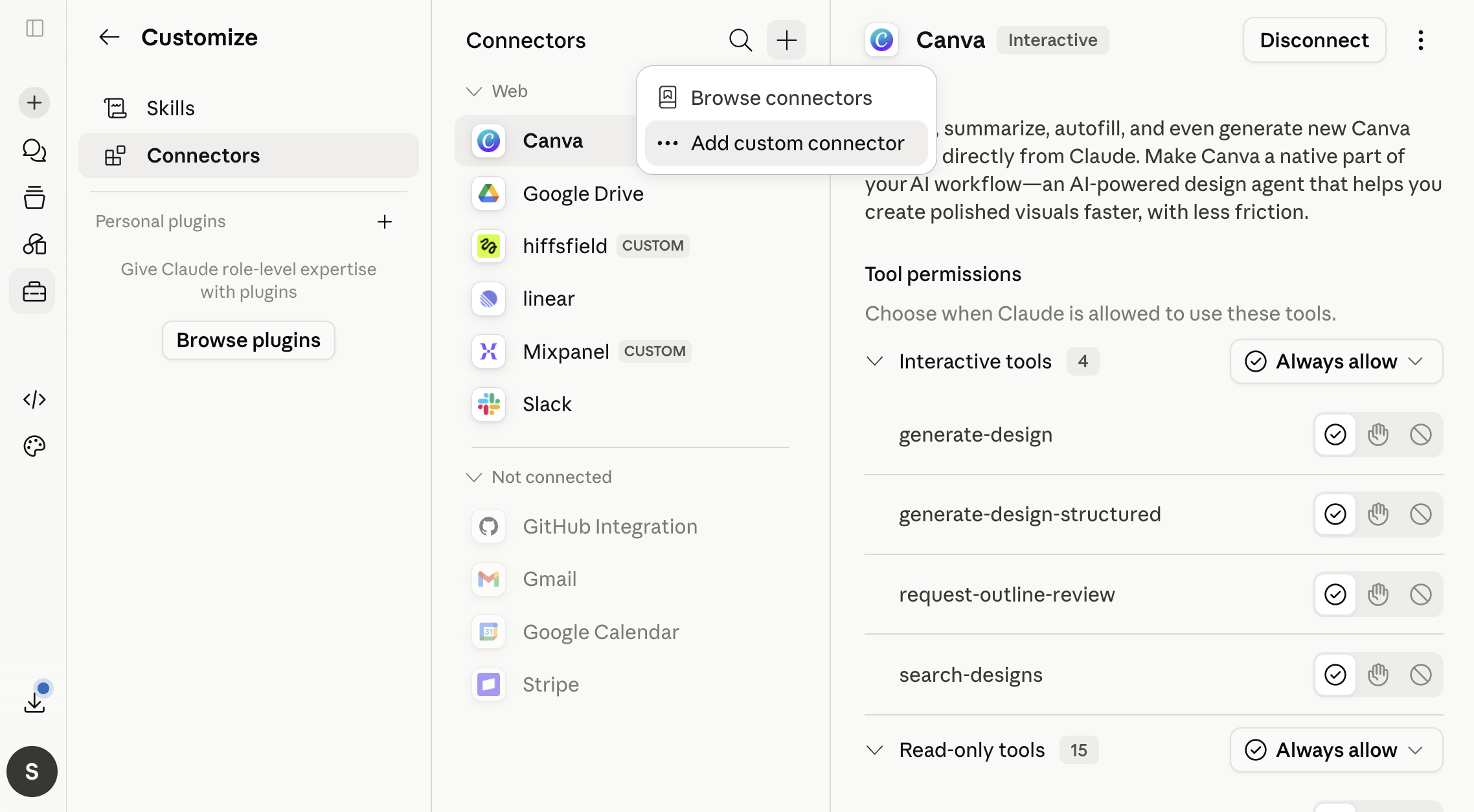 Connectors — click the plus, then Add custom connector